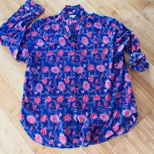XIRENA Floral Print Tissue Cotton Blouse